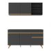 Armário de Cozinha Compacta 150cm Veneza Multimóveis V2142 Preto/Dourado