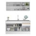 Armário de Cozinha Compacta 150cm com Rodapé Veneza Multimóveis V2114 Branco/Dourado