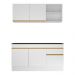Armário de Cozinha Compacta 150cm com Rodapé Veneza Multimóveis V2114 Branco/Dourado