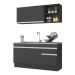 Armário de Cozinha Compacta 150cm com Rodapé Veneza Multimóveis V2114 Preto/Branco