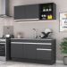 Armário de Cozinha Compacta 150cm com Rodapé Veneza Multimóveis V2114 Preto/Branco