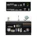 Armário de Cozinha Compacta 150cm com Rodapé Veneza Multimóveis V2114 Preto/Dourado
