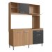 Armário de Cozinha Compacta 151,5cm 4 Portas 1 Gaveta Gabinete Pia Multimóveis CR20284 Rovere/Grafite