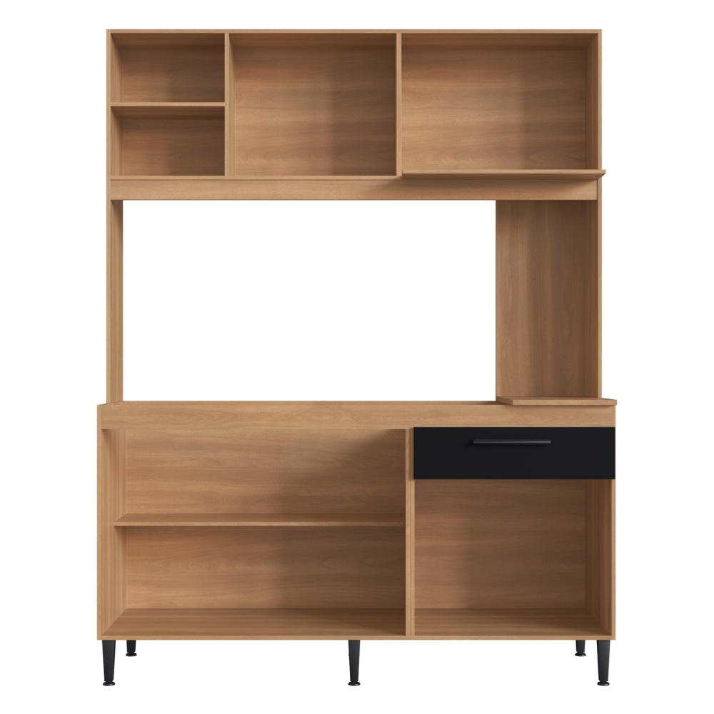 Armário de Cozinha Compacta 151,5cm 4 Portas 1 Gaveta Gabinete Pia Multimóveis CR20284 Rovere/Grafite
