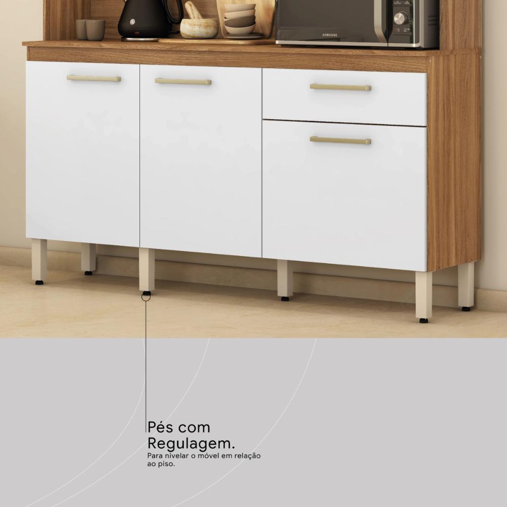 Armário de Cozinha Compacta 160cm Multimóveis CR20466 Amêndola/Branco