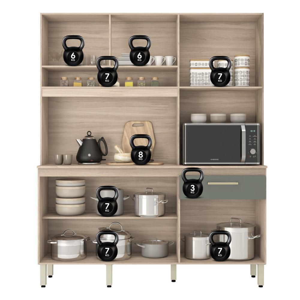 Armário de Cozinha Compacta 160cm Multimóveis CR20466 Avena/Menta