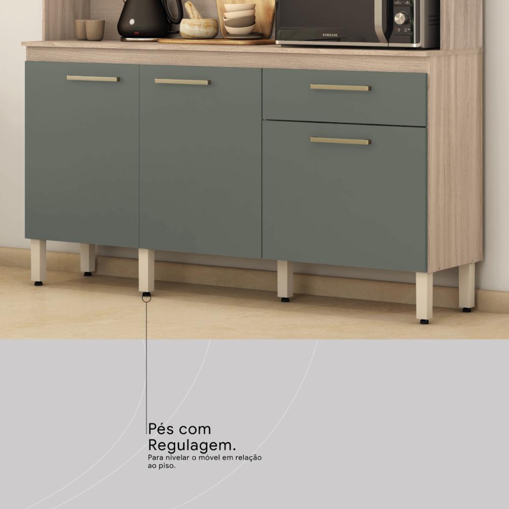 Armário de Cozinha Compacta 160cm Multimóveis CR20466 Avena/Menta