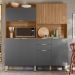 Armário de Cozinha Compacta 178cm Multimóveis CR20470 Amêndola/Grafito Prime TX