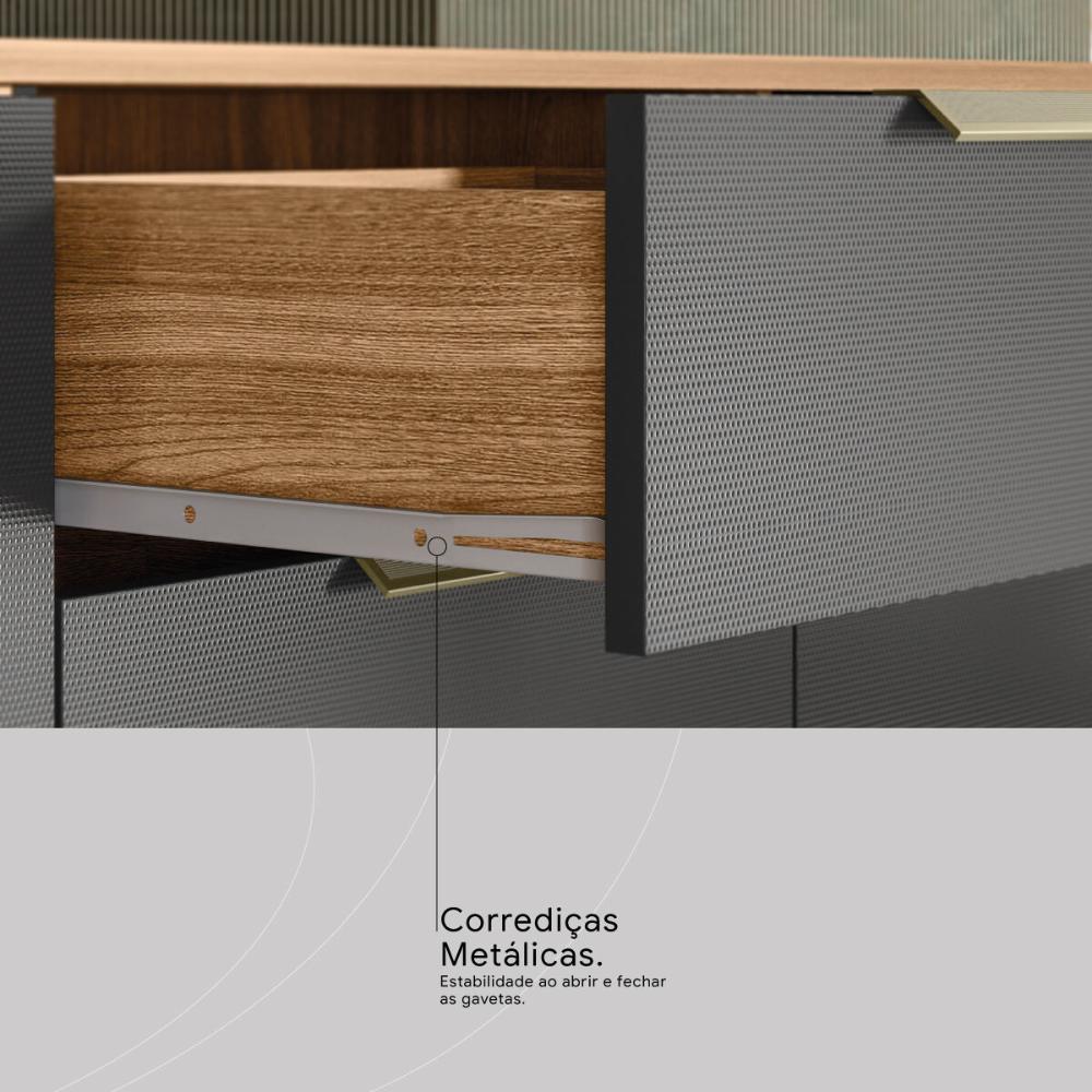 Armário de Cozinha Compacta 178cm Multimóveis CR20470 Amêndola/Grafito Prime TX
