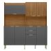 Armário de Cozinha Compacta 178cm Multimóveis CR20470 Amêndola/Grafito Prime TX