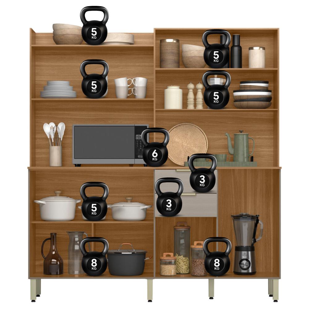 Armário de Cozinha Compacta 178cm Multimóveis CR20470 Amêndola/Nude Prime TX
