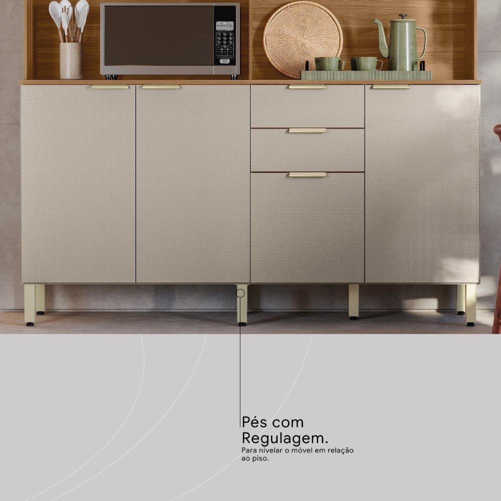 Armário de Cozinha Compacta 178cm Multimóveis CR20470 Amêndola/Nude Prime TX