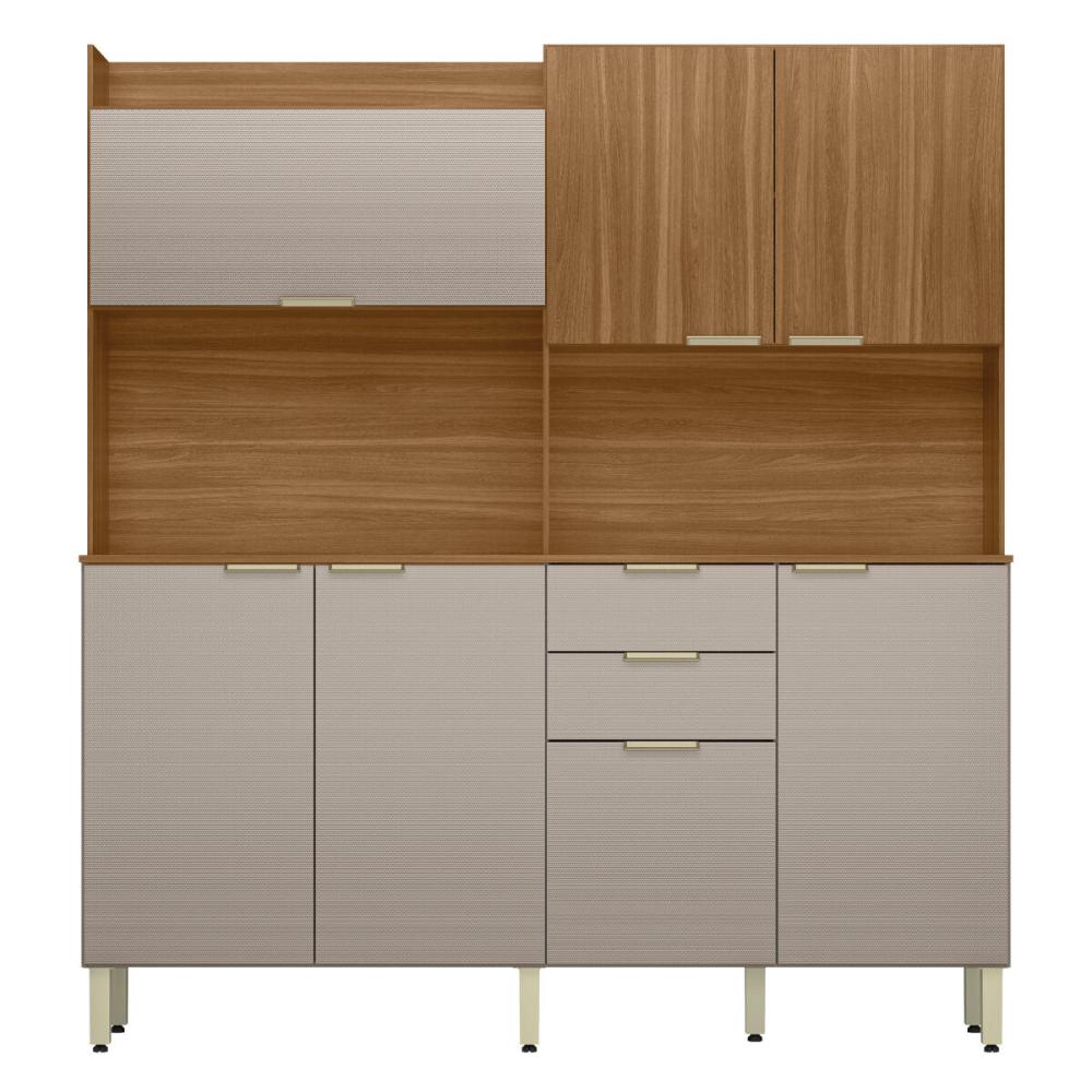 Armário de Cozinha Compacta 178cm Multimóveis CR20470 Amêndola/Nude Prime TX