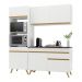 Armário de Cozinha Compacta 182cm Veneza Multimóveis V3694 Branco/Dourado