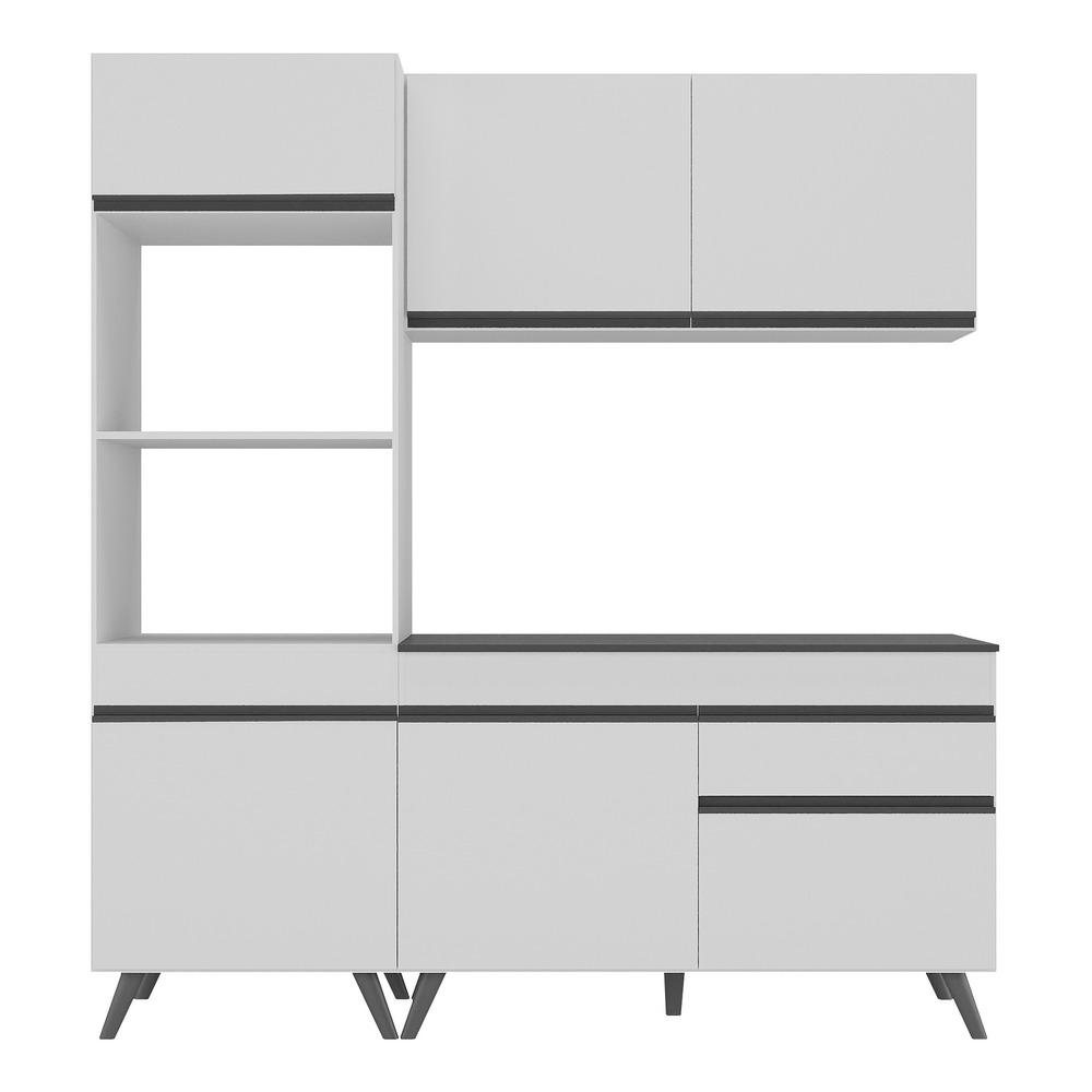 Armário de Cozinha Compacta 182cm Veneza Multimóveis V3694 Branco/Preto