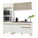 Armário de Cozinha Compacta 182cm Veneza Multimóveis V3695 Branco/Dourado