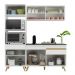 Armário de Cozinha Compacta 182cm Veneza Multimóveis V3695 Branco/Dourado