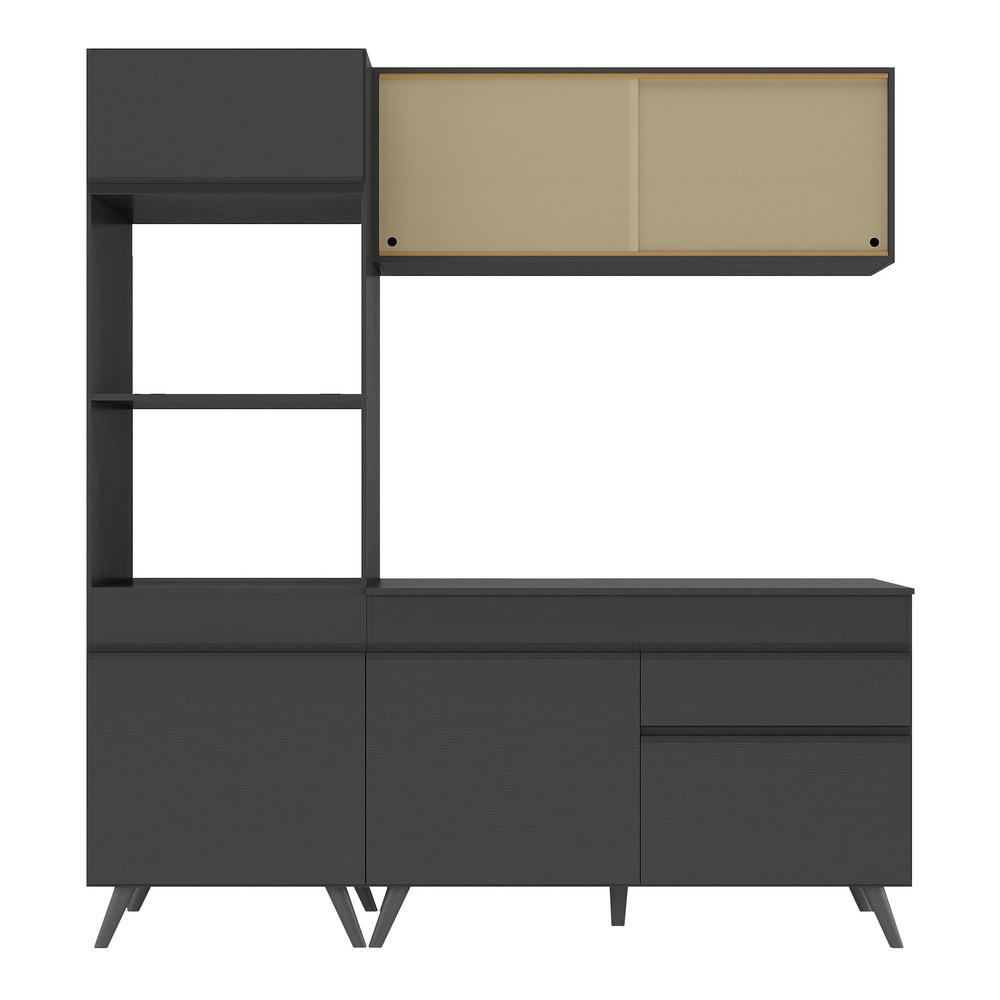 Armário de Cozinha Compacta 182cm Veneza Multimóveis V3695 Preto