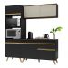 Armário de Cozinha Compacta 182cm Veneza Multimóveis V3695 Preto/Dourado