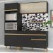 Armário de Cozinha Compacta 182cm Veneza Multimóveis V3695 Preto/Dourado