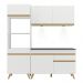 Armário de Cozinha Compacta 182cm com Leds Veneza Up Multimóveis V2019 Branco/Dourado
