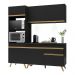 Armário de Cozinha Compacta 182cm com Leds Veneza Up Multimóveis V2019 Preto/Dourado