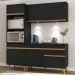 Armário de Cozinha Compacta 182cm com Leds Veneza Up Multimóveis V2019 Preto/Dourado