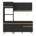 Armário de Cozinha Compacta 182cm com Leds Veneza Up Multimóveis V2019 Preto/Dourado