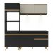 Armário de Cozinha Compacta 182cm com Leds Veneza Up Multimóveis V2020 Preto/Dourado