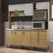 Armário de Cozinha Compacta 186,5cm com Torre Quente e Gabinete Pia Multimóveis CR20283 Louro Freijo/Off White