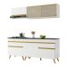 Armário de Cozinha Compacta 190cm Veneza Multimóveis V3707 Branco/Dourado