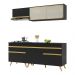 Armário de Cozinha Compacta 190cm Veneza Multimóveis V3707 Preto/Dourado
