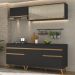 Armário de Cozinha Compacta 190cm Veneza Multimóveis V3707 Preto/Dourado