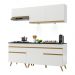 Armário de Cozinha Compacta 190cm com Leds Veneza Up Multimóveis V2030 Branco/Dourado