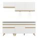 Armário de Cozinha Compacta 190cm com Leds Veneza Up Multimóveis V2030 Branco/Dourado
