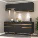 Armário de Cozinha Compacta 190cm com Leds Veneza Up Multimóveis V2030 Preto/Dourado