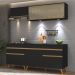Armário de Cozinha Compacta 190cm com Leds Veneza Up Multimóveis V2031 Preto/Dourado