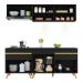Armário de Cozinha Compacta 190cm com Leds Veneza Up Multimóveis V2031 Preto/Dourado