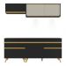 Armário de Cozinha Compacta 190cm com Leds Veneza Up Multimóveis V2031 Preto/Dourado