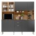 Armário de Cozinha Compacta 198cm Multimóveis CR20468 Amêndola/Grafito Prime TX