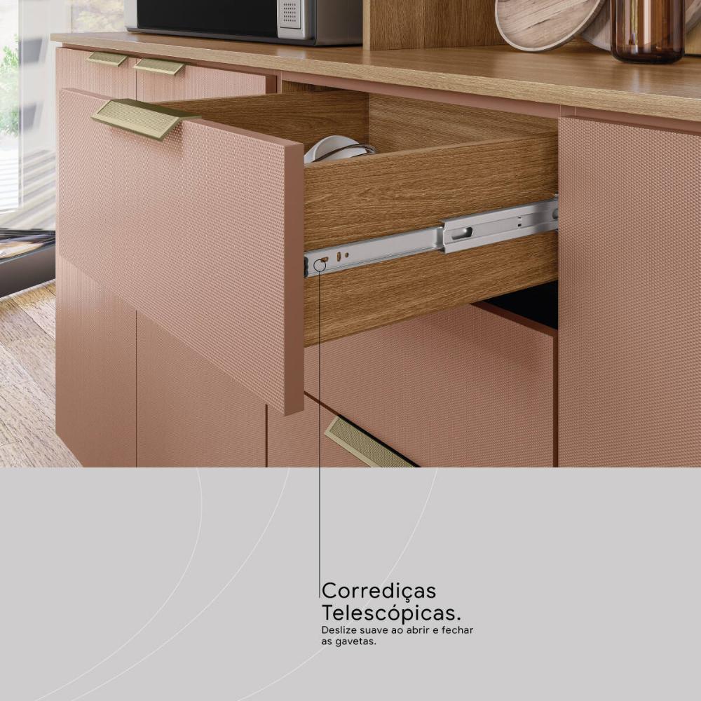 Armário de Cozinha Compacta 198cm Multimóveis CR20468 Amêndola/Marsala Prime TX