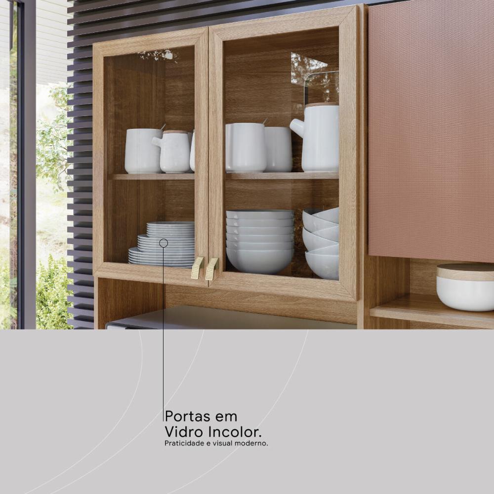 Armário de Cozinha Compacta 198cm Multimóveis CR20468 Amêndola/Marsala Prime TX