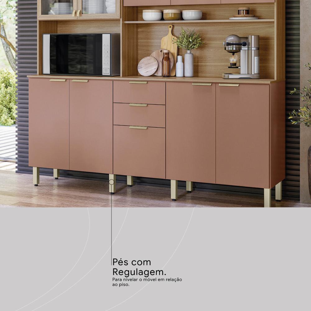 Armário de Cozinha Compacta 198cm Multimóveis CR20468 Amêndola/Marsala Prime TX