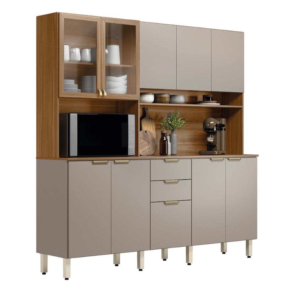 Armário de Cozinha Compacta 198cm Multimóveis CR20468 Amêndola/Nude Prime TX