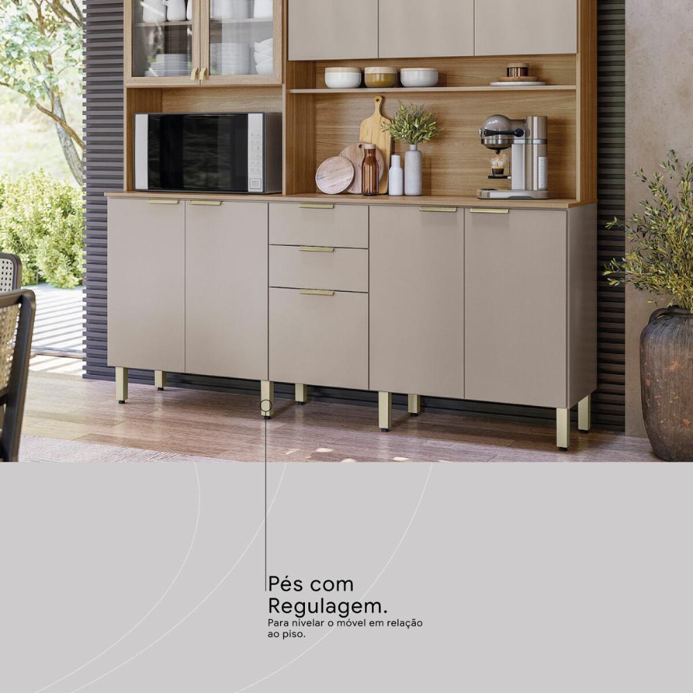 Armário de Cozinha Compacta 198cm Multimóveis CR20468 Amêndola/Nude Prime TX