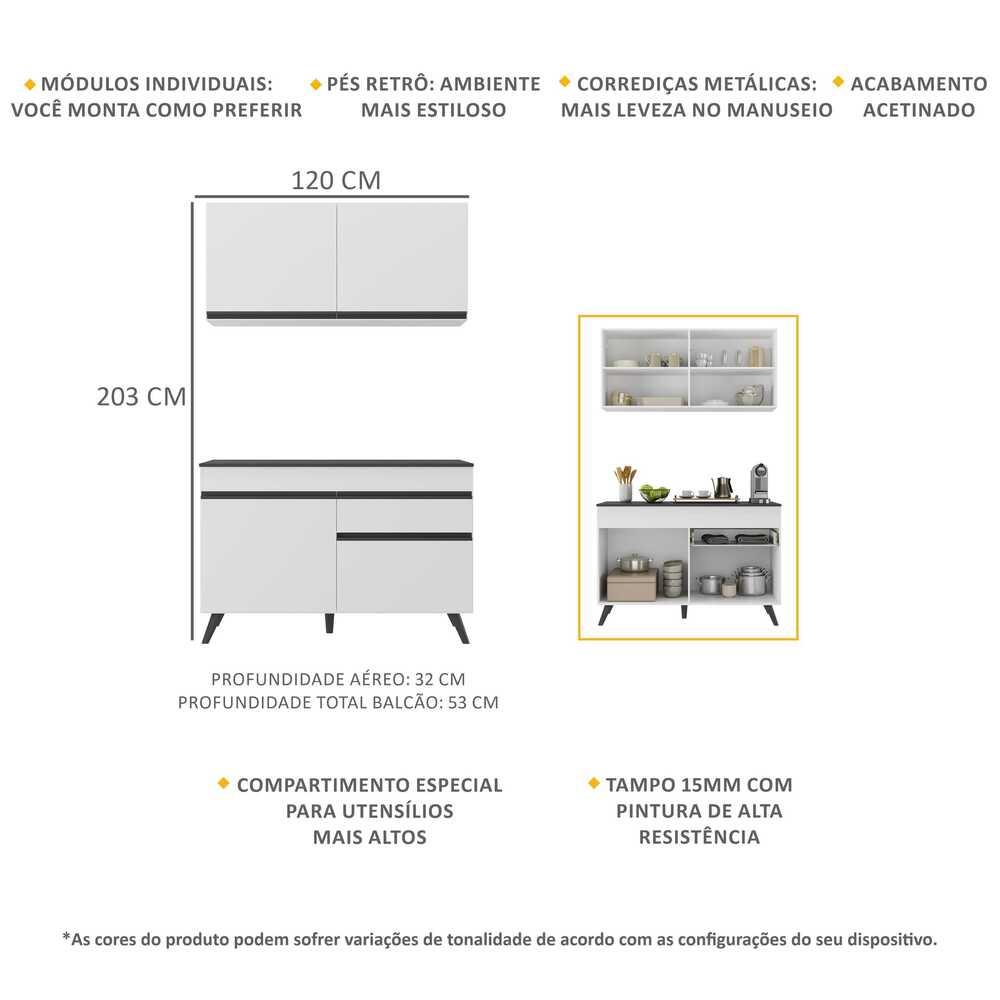 Armário de Cozinha Compacta 2 peças MP3687.964 Veneza Branco