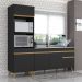 Armário de Cozinha Compacta 212cm Veneza Multimóveis V2078 Preto/Dourado