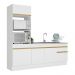 Armário de Cozinha Compacta 212cm com Rodapé Veneza Multimóveis V2113 Branco/Dourado