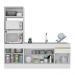Armário de Cozinha Compacta 212cm com Rodapé Veneza Multimóveis V2113 Branco/Dourado