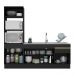 Armário de Cozinha Compacta 212cm com Rodapé Veneza Multimóveis V2113 Preto/Dourado